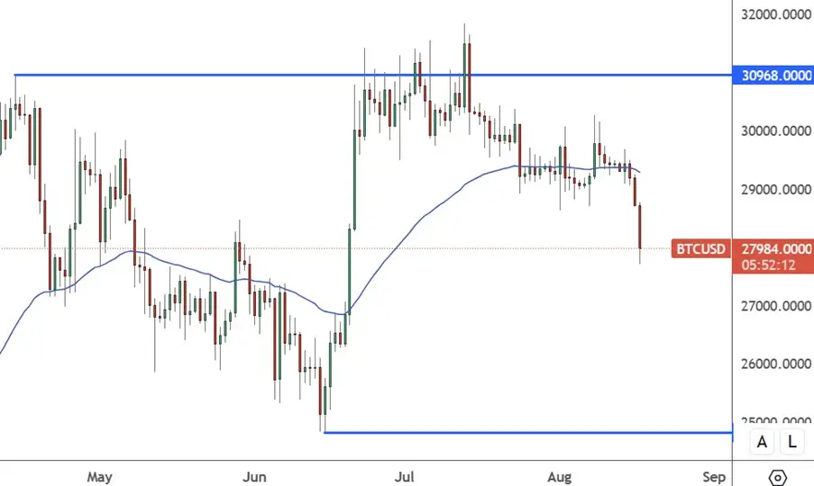 BTCUSD–Daily Chart-Bitcoin-Slumps